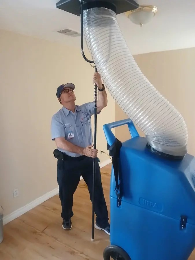 Mini Split Installation technician using HEPA equipment in Glen Allen